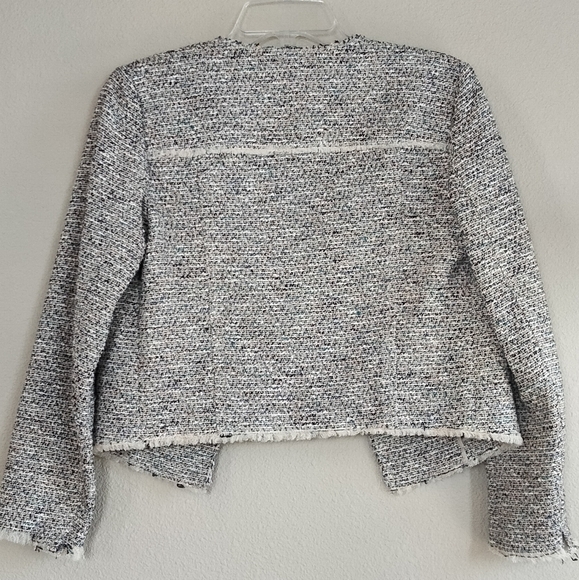 Theory size 4 tweed blazer in tan with flecks of blue and orange - Picture 5 of 6